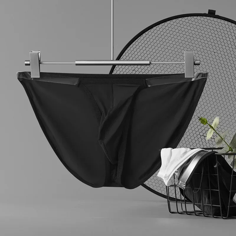 

4Pack Mens Sexy Bikini Transparent Low Rise Briefs Breathable Thin Ice Silk Sexy Underwear Men