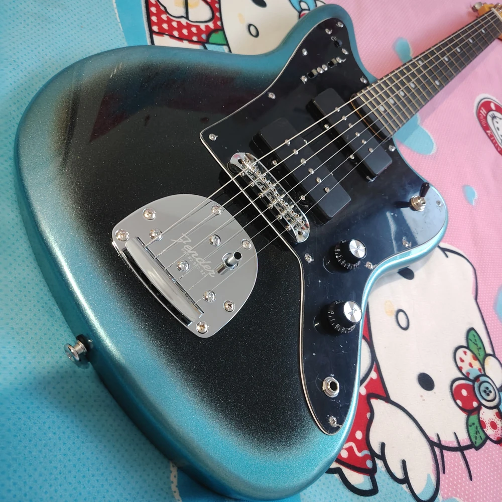 Classic electric guitar with blue silver powder paint in stock, multi switch control. For more detailed pictures,quick delivery,