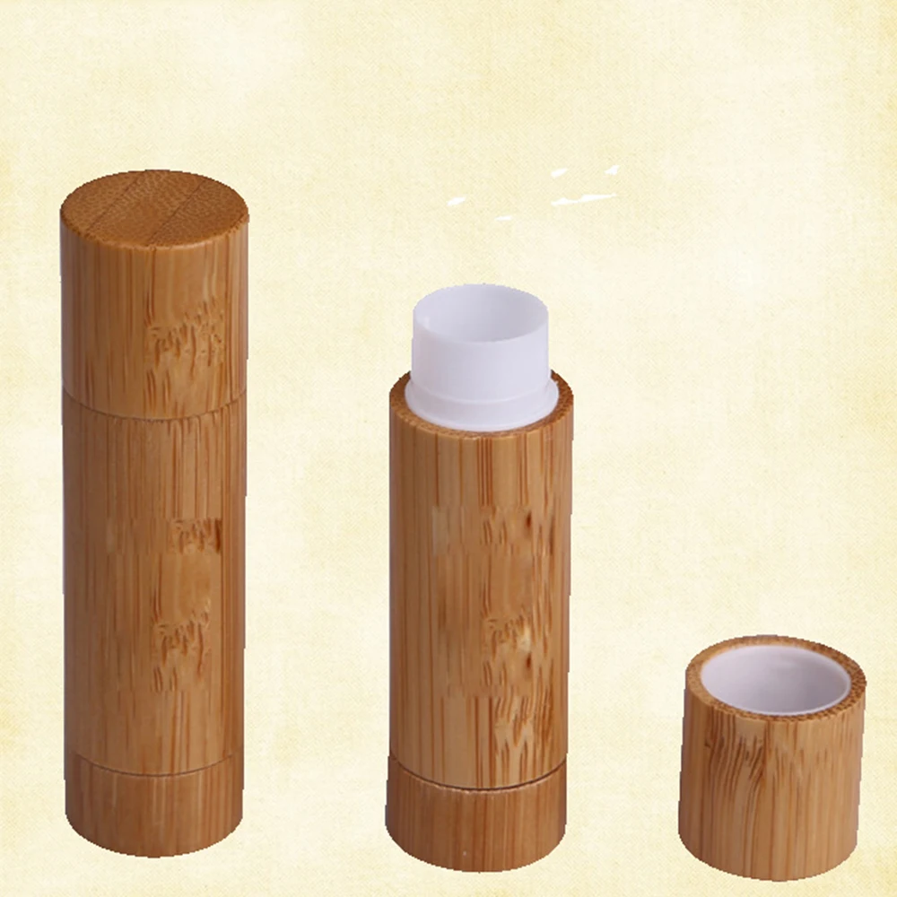 

10pc 5g Minimalist Bamboo Lip Gloss Jar Recyclable Empty Lip Balm Stick Aesthetic Wooden Lipstick Tube Portable Travel Beauty Po