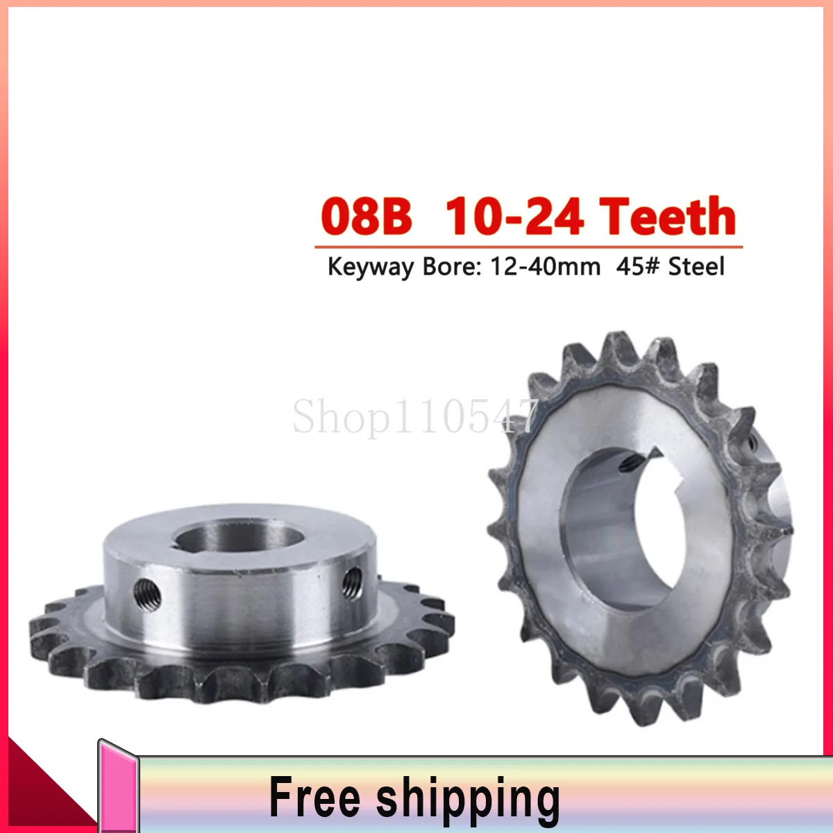 1pc 08B Industrial Drive Sprocket Wheel 45 Steel Chain Gear 10 11 12 13 14 15 16 17 18 19 20 22 23 24 Teeth Bore 10 - 40mm