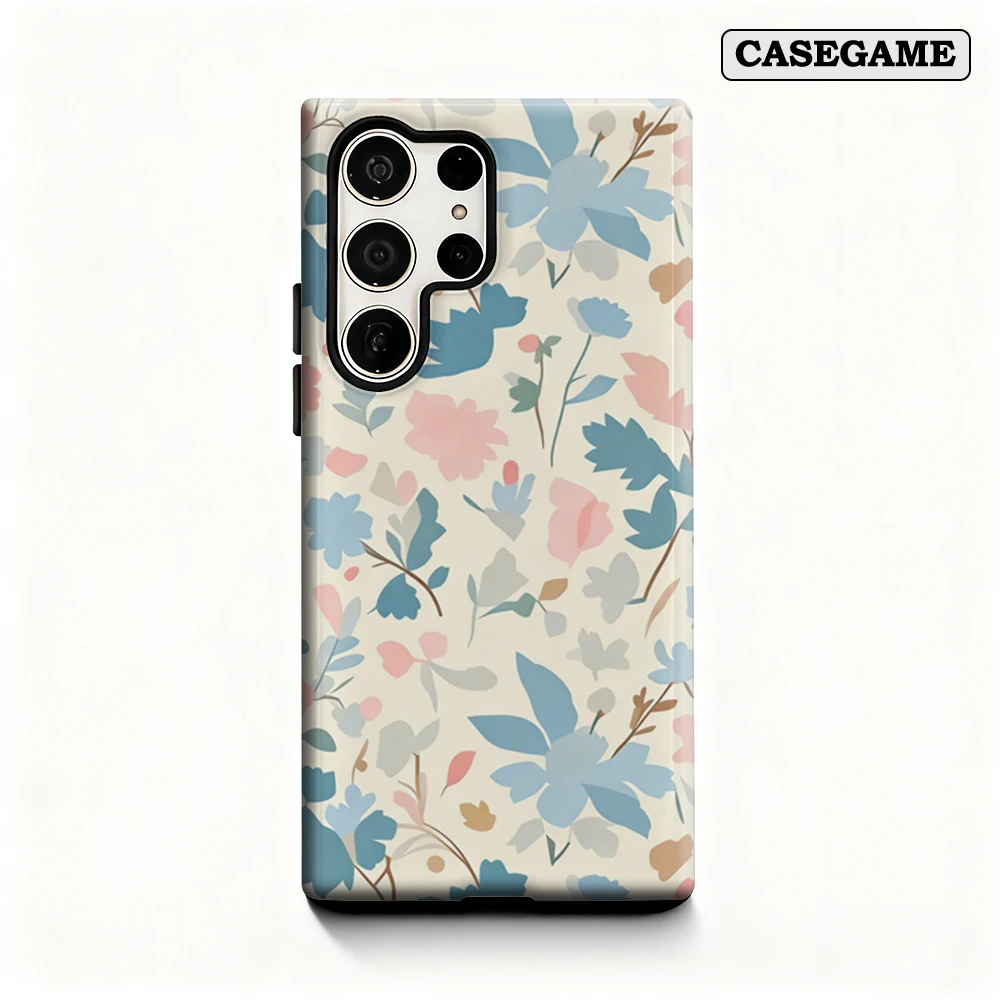 Casegame Phone Case for Samsung Galaxy S26 S25 Ultra S24 S23 Plus Shockproof Double Layer Tough Back Floral Watercolor Cover