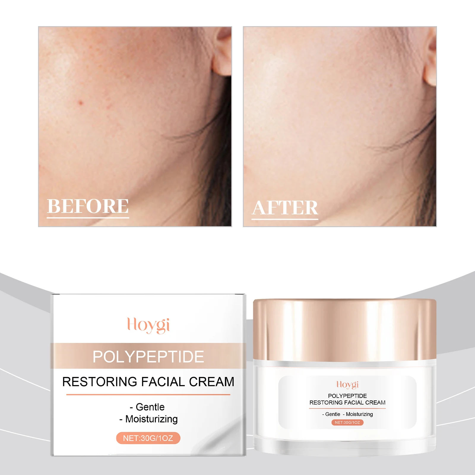 폴리펩타이드 회복 페이셜 크림 – 주름 및 잔주름을 위한 안티에이징 보습제, 깊은 수분 공급, 퍼밍 및 브라이트닝 Cr
