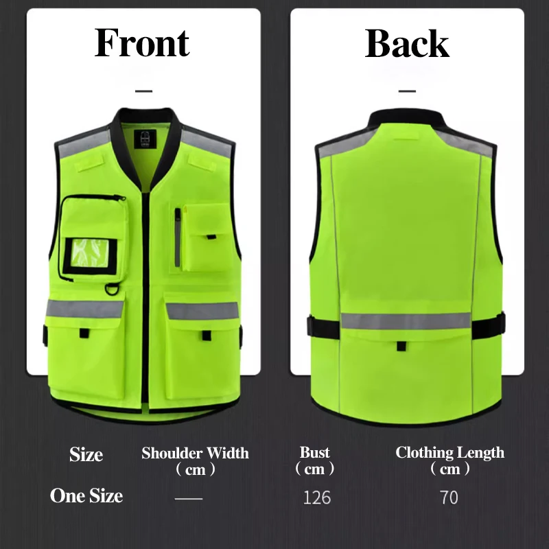 Motorcycle Reflective Safety Vest High Visibility Non-sleeve Touring Outdoor Cycling Clothes Construstion Site Leader Uniform