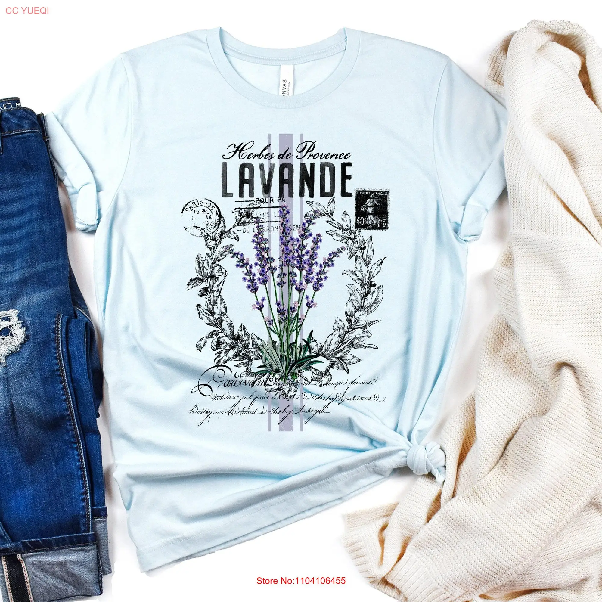 Provence France T Shirt Cottagecore French Lavender Clothes Soft and Comfortable Herbs de UNISEX long or short sleeves