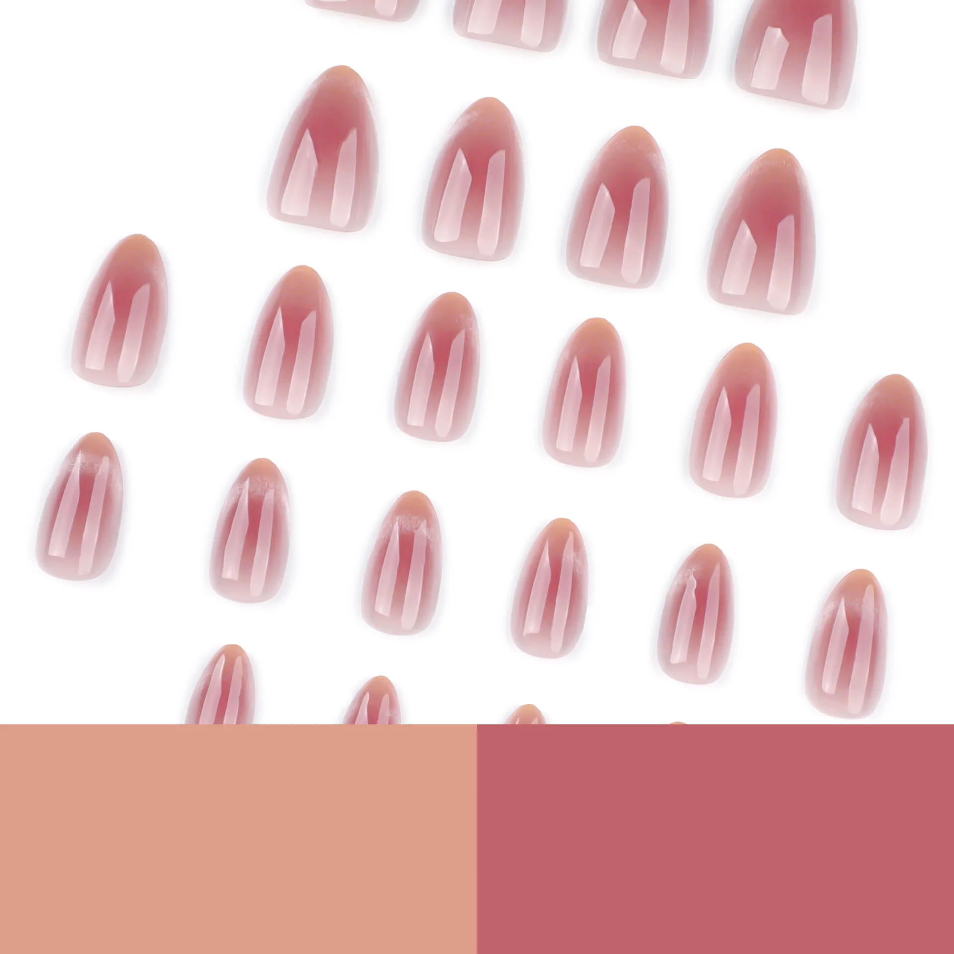 24 Uds uñas postizas Burst Glitter Blush ojo de gato francés almendra uñas prensadas en piezas de uñas adecuadas como regalo para amigos y familiares