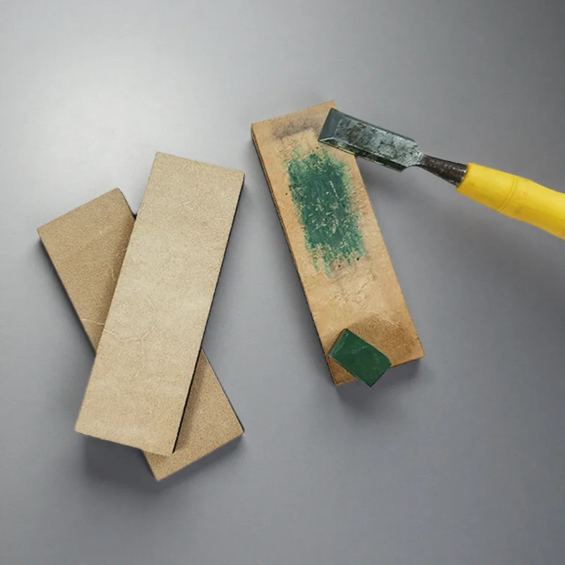 Double Side Leather Strop Knife Sharpening Kit Stropping Block with Polishing Compound for Kitchen & Woodworking