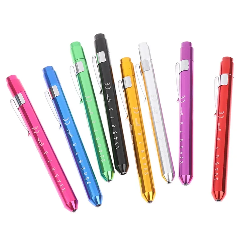 LED Flashlight Work Light First Aid Pen Light Torch Lamp Pupil Gauge Measurement Portable Medical Pen Light