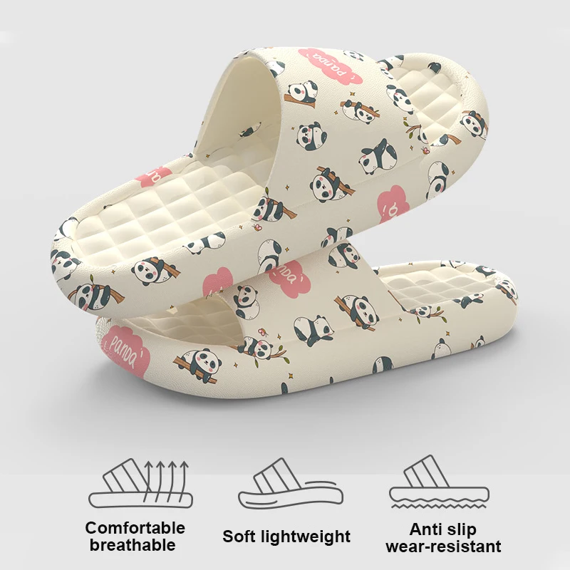 Zapatillas de verano para hombre y mujer, sandalias de playa con estampado de moda, suela gruesa de EVA, chanclas antideslizantes para interiores y baño, novedad de 2024