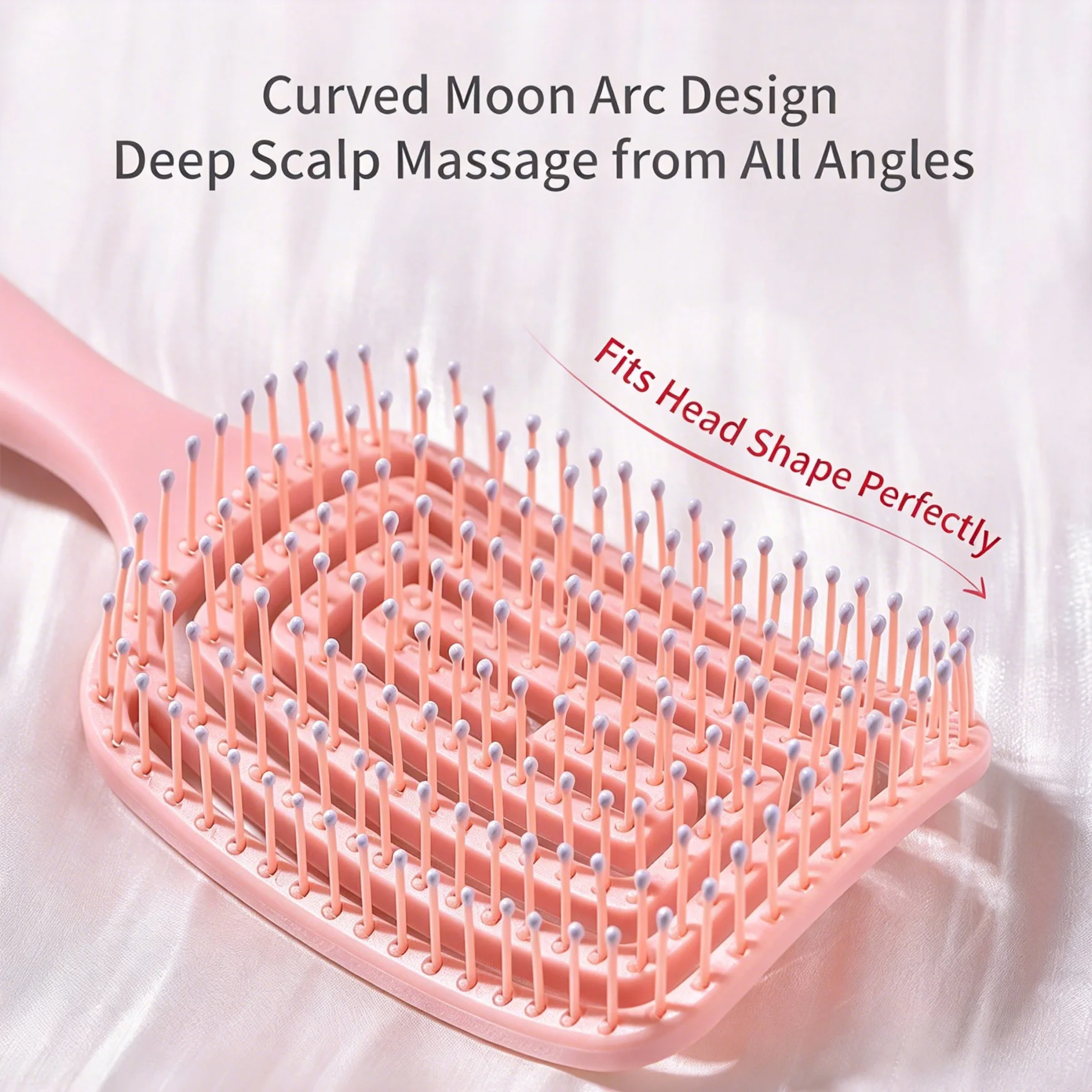 Curved Hollow Hair Brush Detangling Paddle Brush with Flexible Round-Tipped Bristles for Scalp Massage Voluminous High Crown
