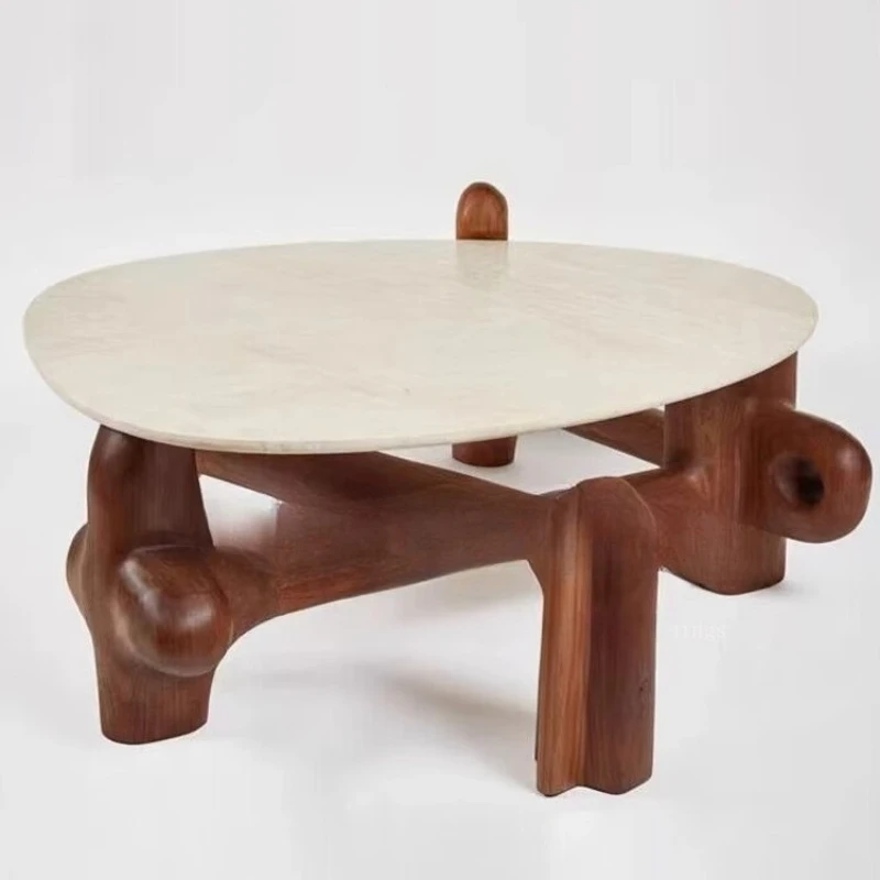 

Log medieval solid wood coffee table household special-shaped retro tea table cave stone coffee table model room
