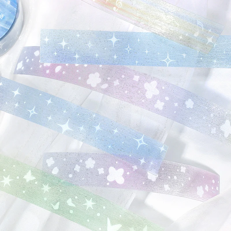 15mm * 3m Kawaii Ins Sparkling PET Tape Creative Collage DIY Scrapbooking Material Aesthetic Masking Tape