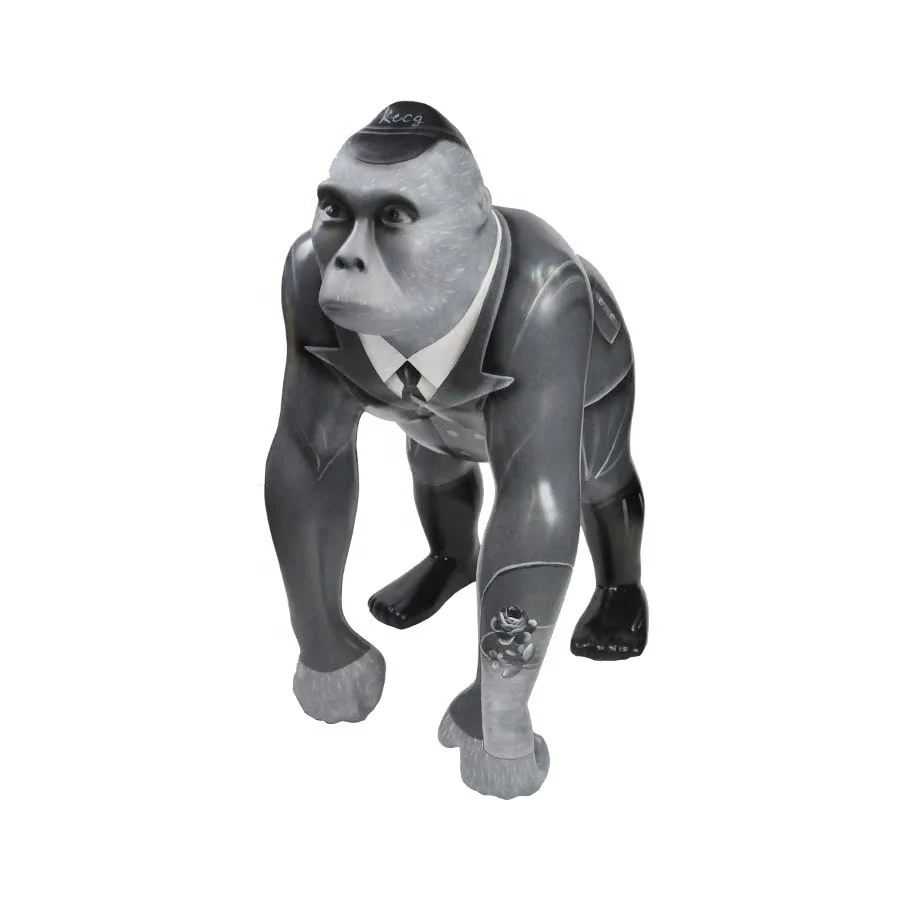 

￥#Direct Sale Cartoon Animal Sculpture Eco-Friendly Candy Style Orangutan Painted Resin Floor Monkey Ornaments for Indoor Use