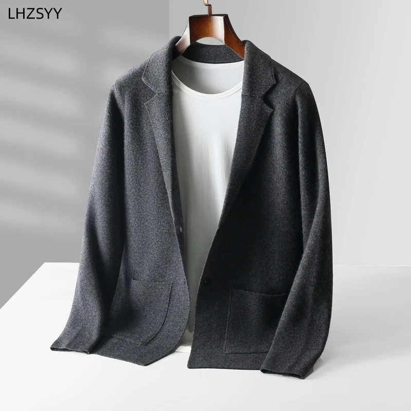 LHZSYY-Veste en Cachemire pour Homme, Pull à Revers Imbibé, Cardigan New At Knit CombYouth Optics, Chemise Solide, Business Casual, Hiver