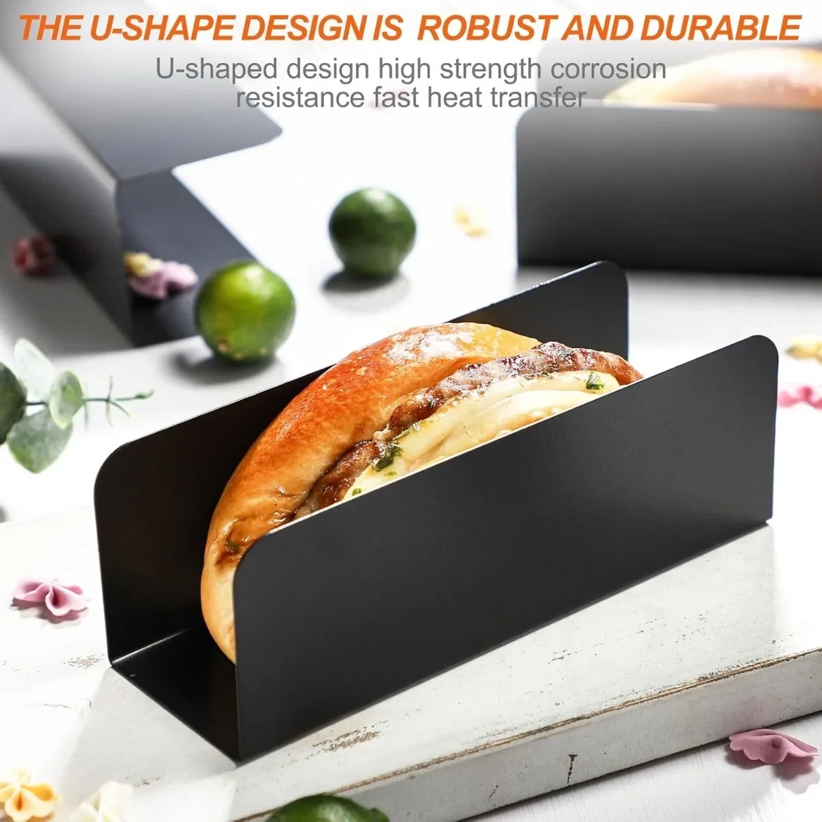 4pcs U-Shape Biscuit Bresd Molds Multifunction Carbon Steel Non-stick Pork Chop Bread Cookies Molds for Oven Homemade Bread Use