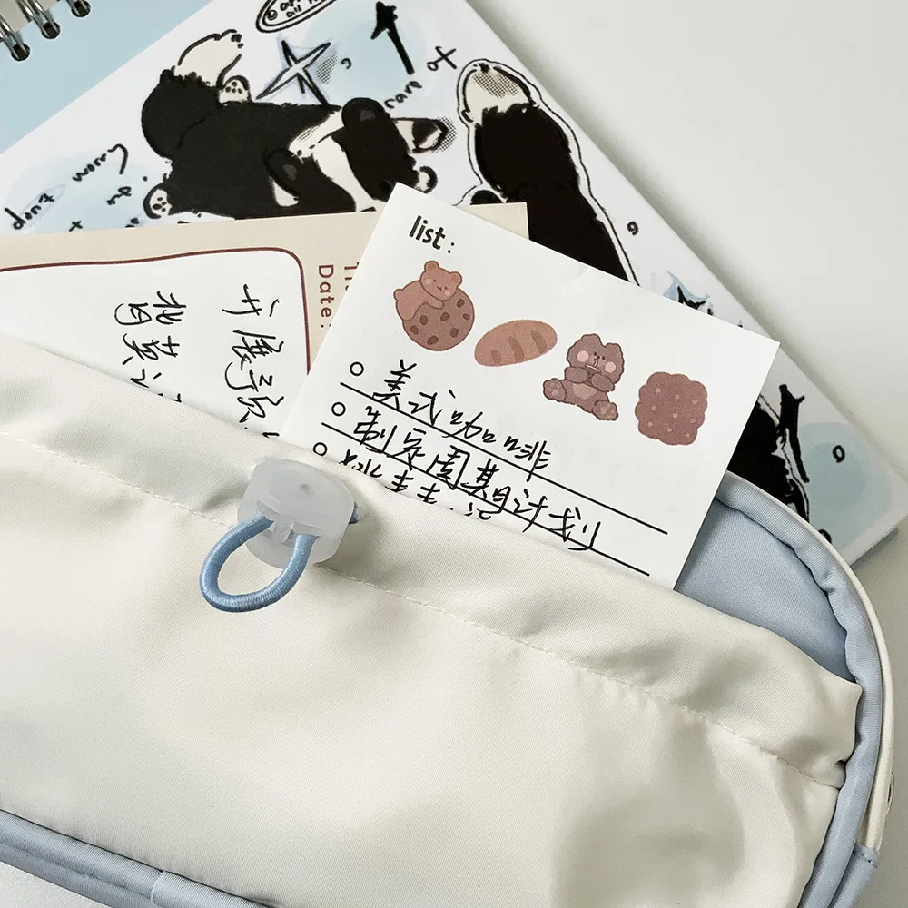 Estuche de lápices portátil de gran capacidad, lindo gatito japonés para escuchar música, Kawaii Cat Girl, bolsa para bolígrafos, papelería,