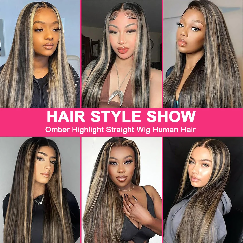 1B/27 ハイライトボーンストレート 30 インチ 13x4 HD レースフロント人毛ウィッグ 200% 密度ブラジル産人毛ウィッグ