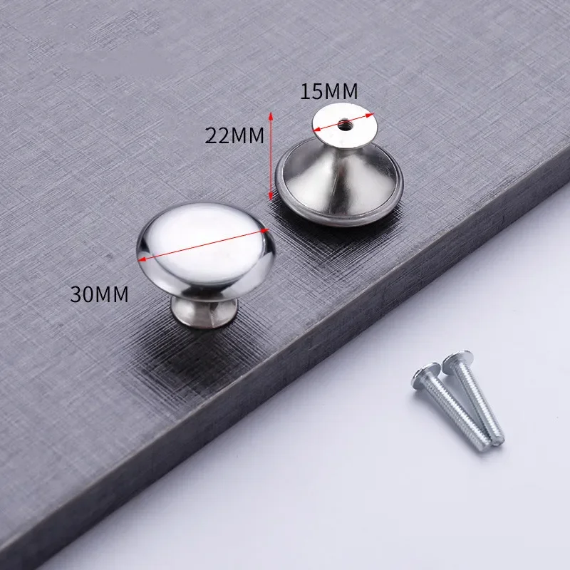 European Mushroom Porcelain White Black Single Hole Handle Modern Simple Wardrobe Cabinet Round Stainless Steel Drawer