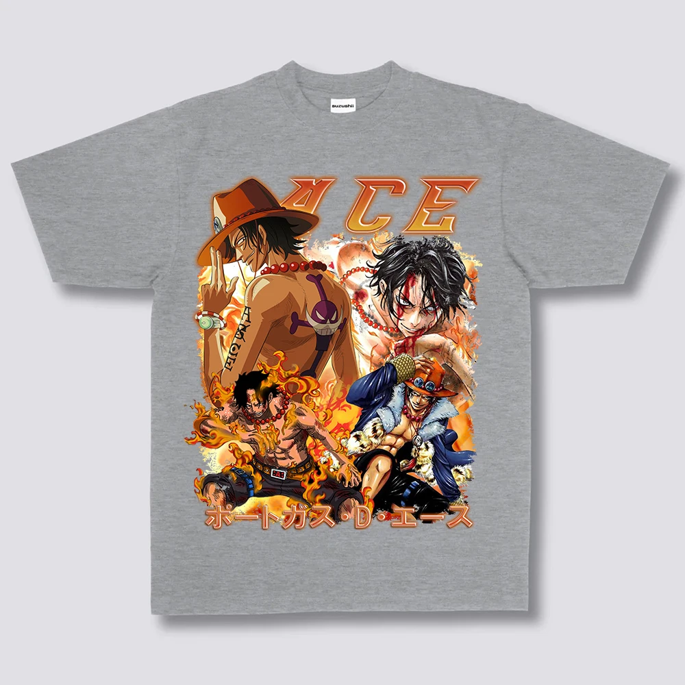

One Piece Graphic T Shirt Men Cotton Hip Hop Oversized Tshirt Japanese Anime T-Shirt Summer Harajuku Tops Tees Black