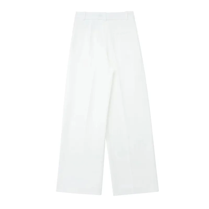 TRAF White Wide Leg Pants Women High Waist Baggy Pants Woman Fashion Office Wear Women\'s Trousers Chic And Elegant Woman Pants