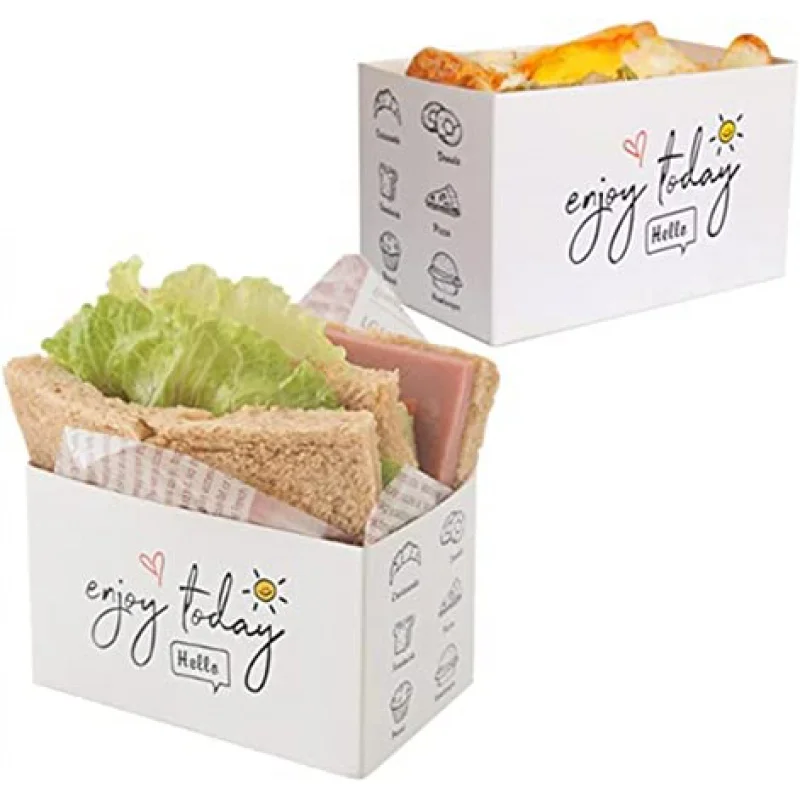 Kunden spezifisches Produkt benutzer definierte Mini-Burger-Boxen Toast hält Brot Tablett Sandwich Hot Dog Donut Waffel Verpackungs box zum Mitnehmen