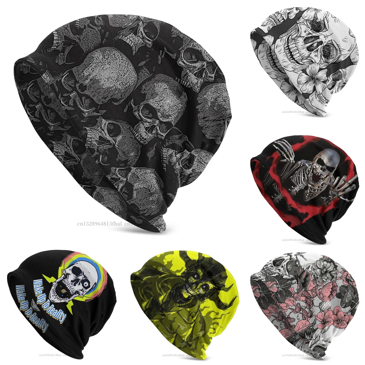 Skeleton Skullies Beanies Caps Totally Gothic Knitted Hat Winter Warm Bonnet Hats for Men Women