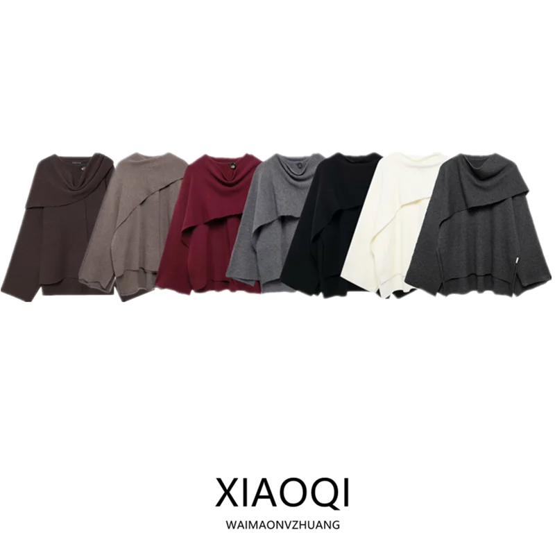 

Новая женская дизайнерская куртка-пальто с воротником-хомутом на осень-зиму 2024, универсальная, для повседневной носки, с длинными рукавами, стандартный крой, размер L