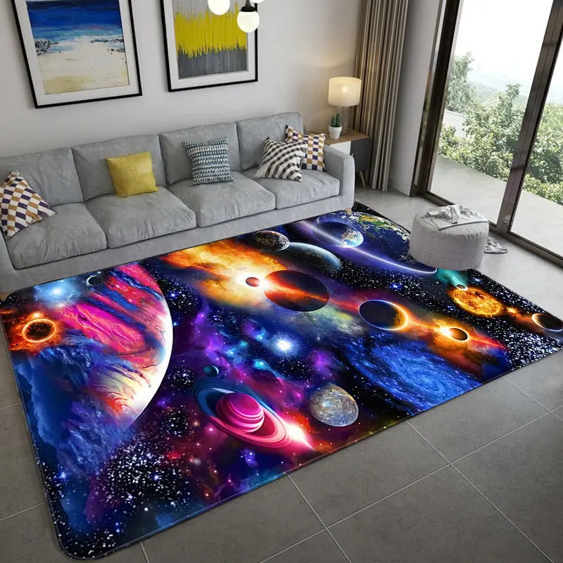 3D Universe Planet Carpet for Living Room Decor Sofa Table Large Area Rugs Bedroom Bedside Foot Pad Entrance Doormat Alfombra