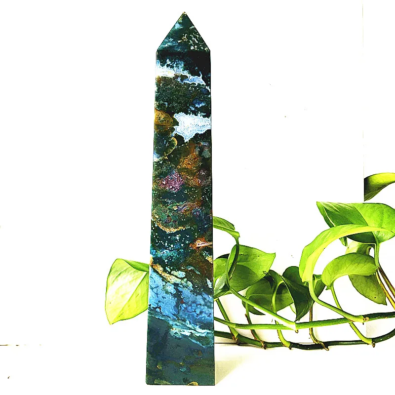 كبير الطبيعية الملونة جاسبر العقيق برج حجر Druzy عصا نقطة التأمل الروحي الشفاء بلورات فنغ شوي غرفة الديكور #2