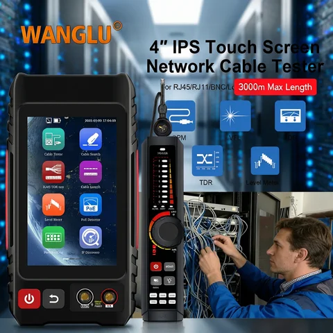 WANGLU LT-600T PoE Detector 3KM Cable Length Test Tester DMM/OPM/VFL/TDR Breaks and Shorts Test/Level Meter in One Finder Tool