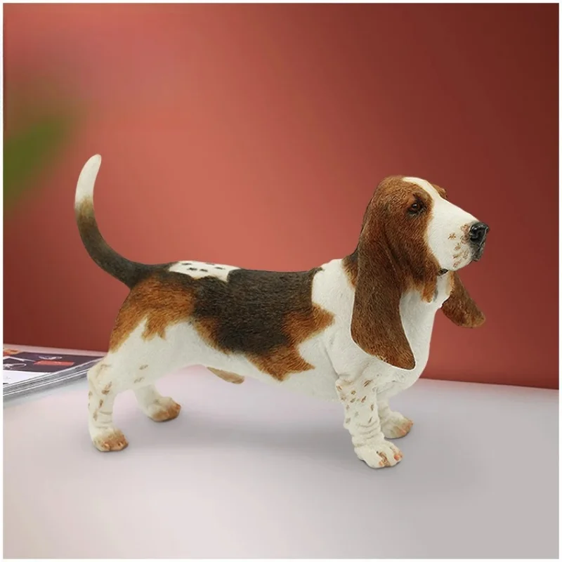 

Basset Hound Simulation Dog Model Realistic Puppy Sculpture Ornament Car Dashboard Decoration Home Desktop