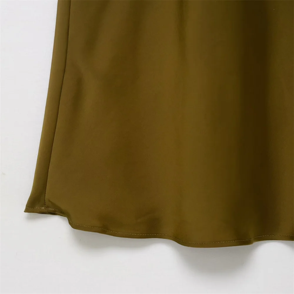 UNIZERA 2025 casual and fashionable European and American style design with lace and satin texture MIDI dress