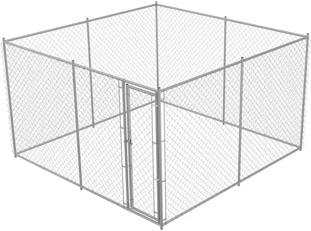 Galvanized Chain Link Dog Runs for Outside with Waterproof UV-Resistant Cover and Secure Lock(10'L x 10'W x 6'H)