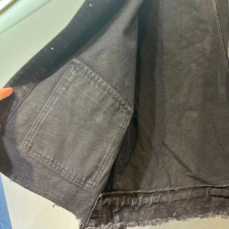 European Style High Sense Graffiti Denim Jacket 2025 Autumn New BF Heavy Industry Skinny Top Coat Single-breasted Outwear Ladies