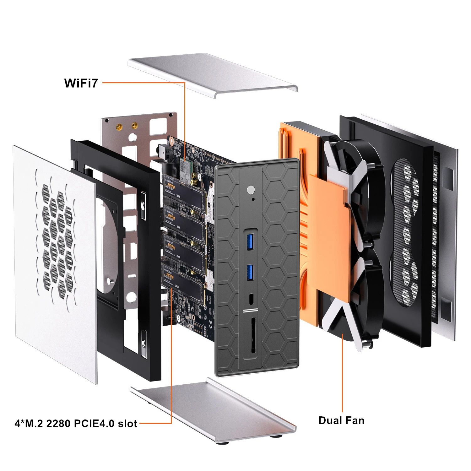 Topton 128GB LPDDR5 Gaming AI Mini PC AMD Ryzen AI Max+395 Radeon 8060S 4*M.2 NVMe NAS Firewall Computer Dual NIC 10G 2.5G WIFI7 view 6