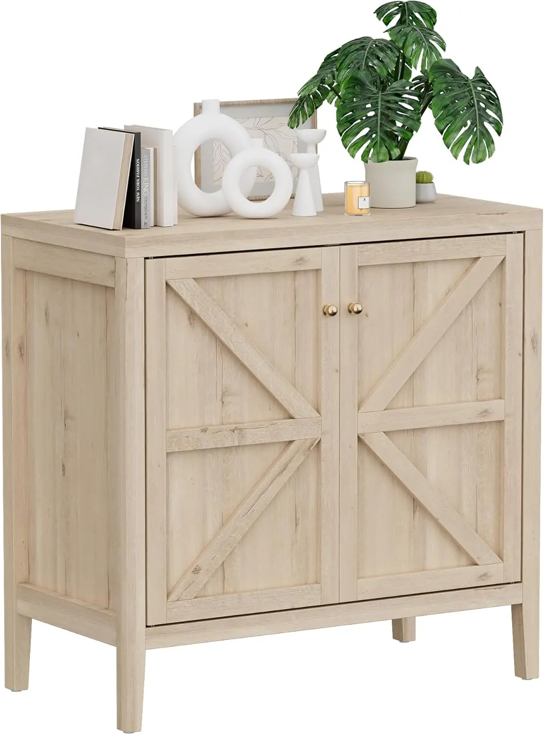 

Wood Sideboard Buffet Cabinet with Doors - Farmhouse Kitchen Storage Cabinet, Coffee Bar Console Table with Adjustable Shelves,