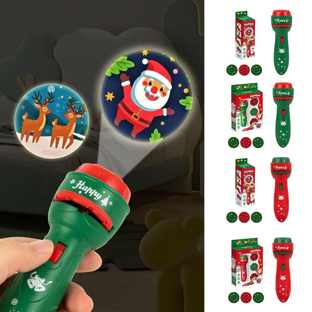 

Glowing Christmas Flashlight Projector Cartoon Early Education Slide Projector Torch Baby Sleeping Story Projector Toy