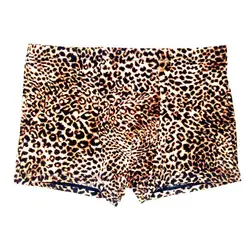 Pouch Style Men’s Low Waist Boxer Briefs  Tights Stretch Leopard Print Sexy Underwear