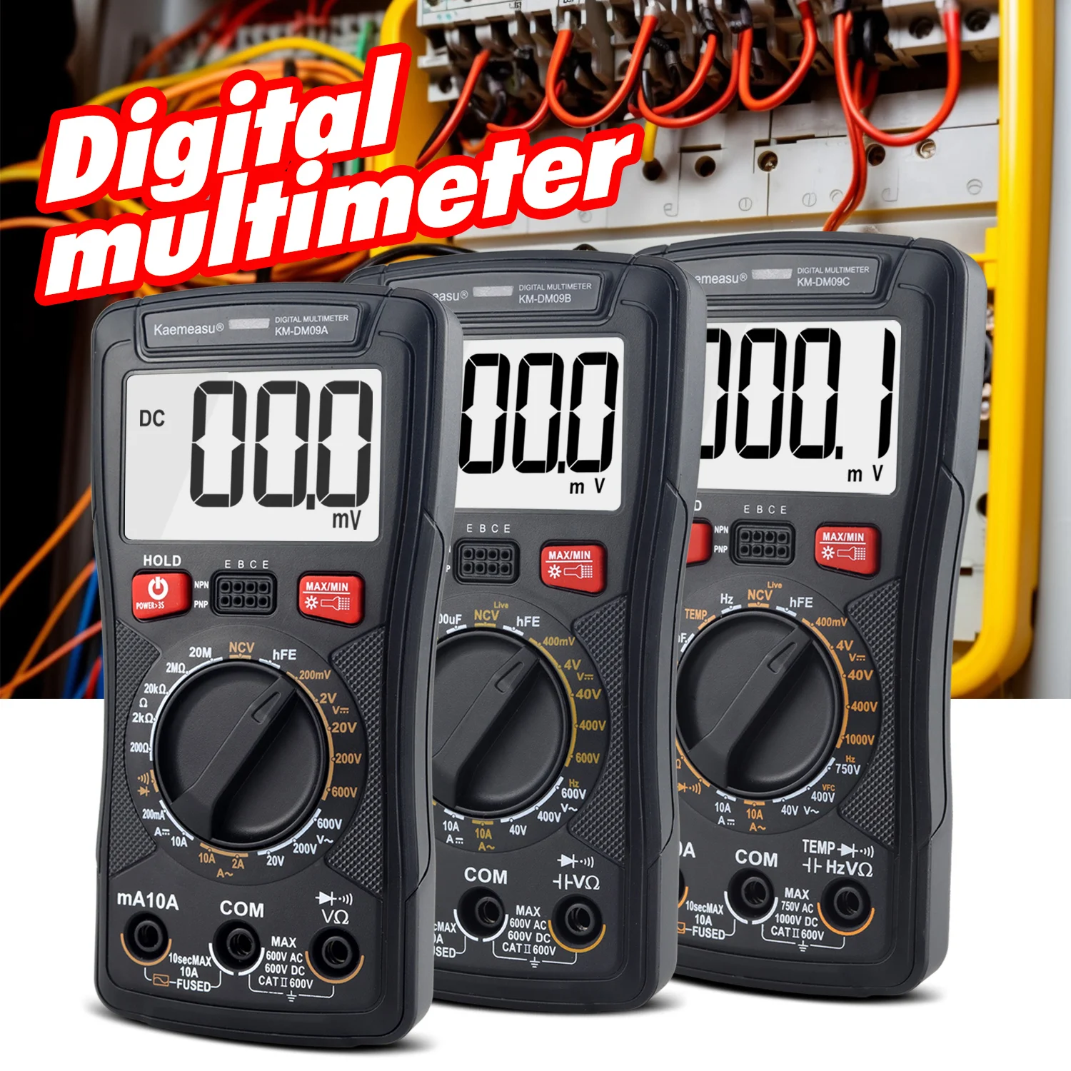 Kaemeasu KM-DM09A/B/C Smart Digital Multimeter True RMS AC/DC Ammeter Volt Ohm Tester Electrician Tool