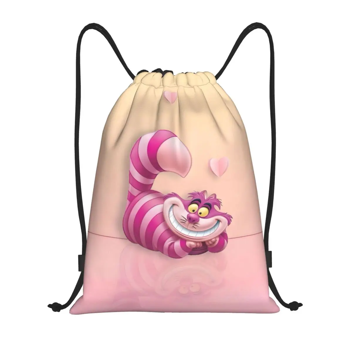 

Пользовательский рюкзак на шнурке с Чеширским котом, спортивная спортивная сумка для женщин и мужчин, тренировочный рюкзак с улыбающимся котом