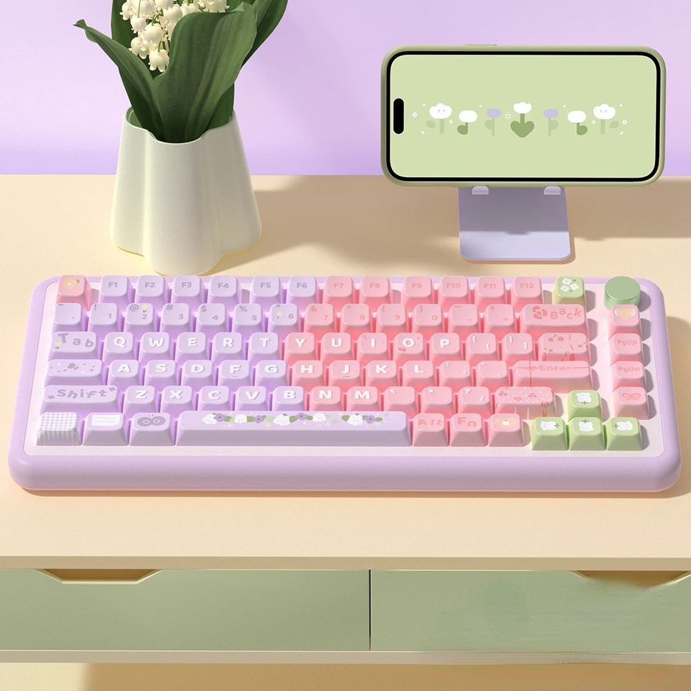 Lily of the Valley Theme Keycap MDA Profile PBT Material 138/158keys split space mechanical keycap