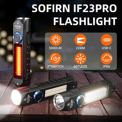 SOFIRN IF23 PRO 5000lm Flashlight XHP70B Led Rechargeable USB C Super Bright EDC Torch with RGB Magnet for Outdoor Emergency