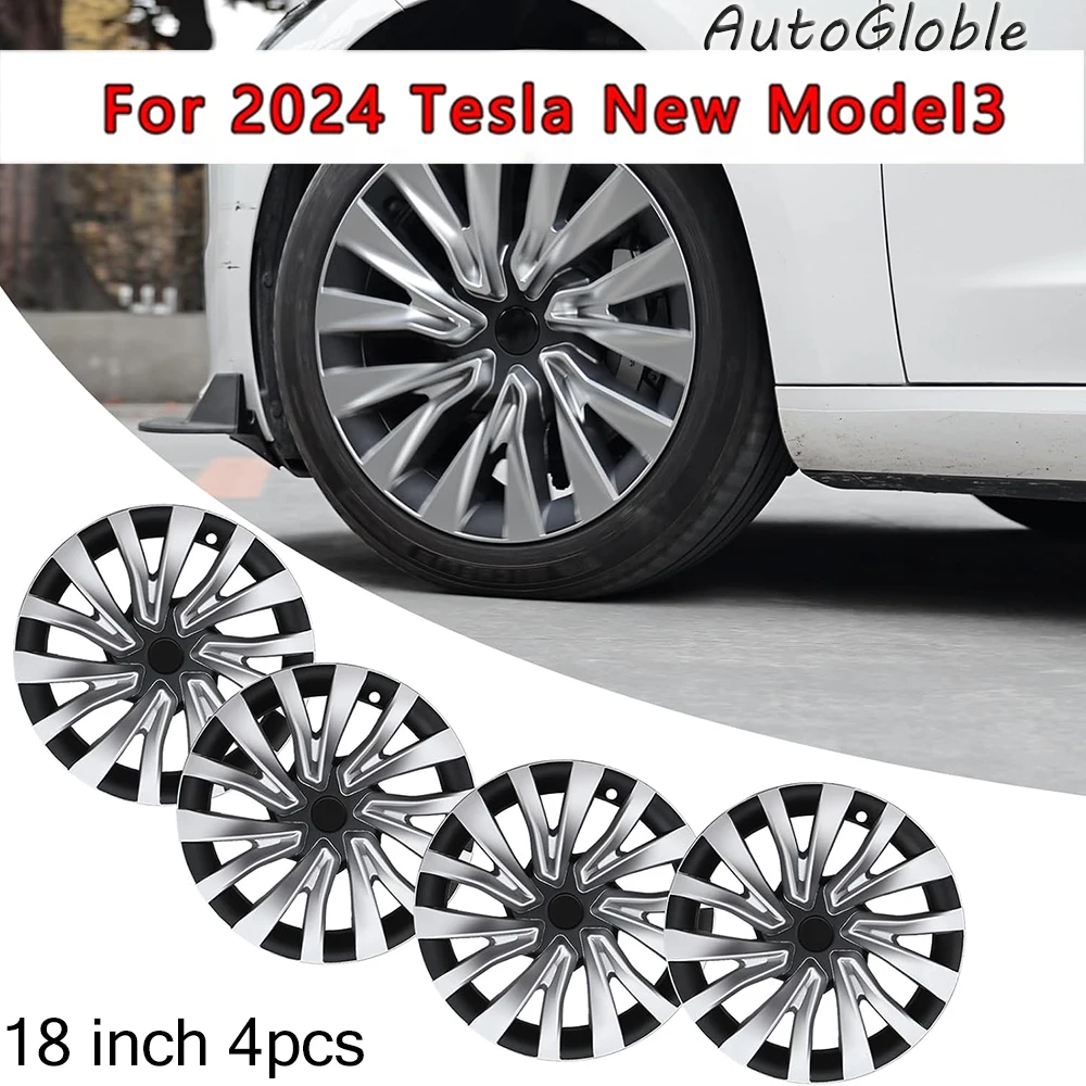 For Tesla Model 3 Highland 18-Inch Hub Caps 4PCS Performance Hub Caps Replacement Design Wheel Cap Full Rim Cover Accessories