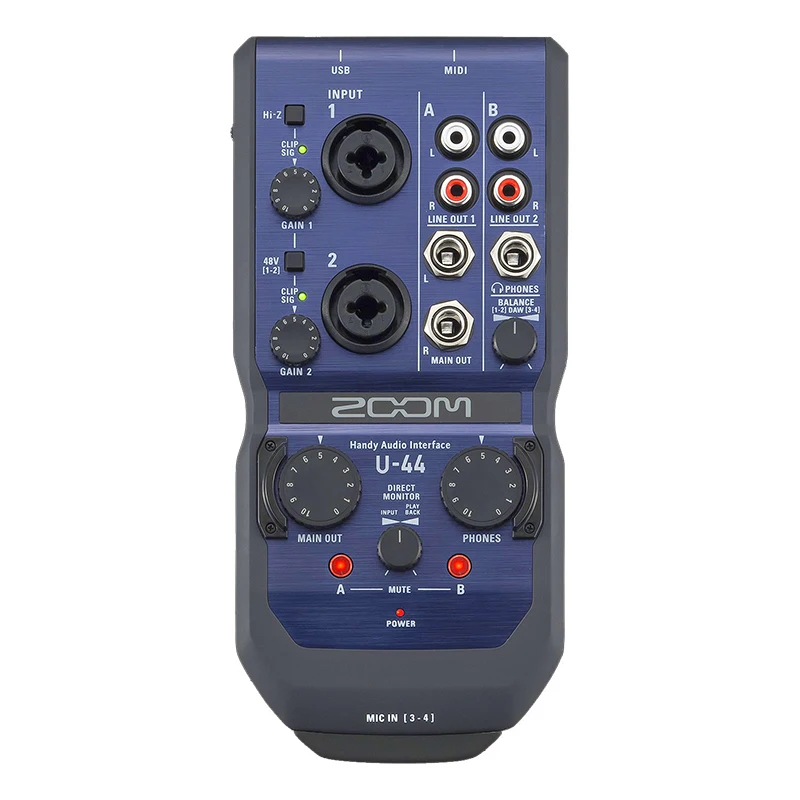 ZOOM U-44 Handheld USB 4-in/4-out Recording Audio Interface/Sound Card with 24-bit/96 kHz Resolutions for Recording, Performing