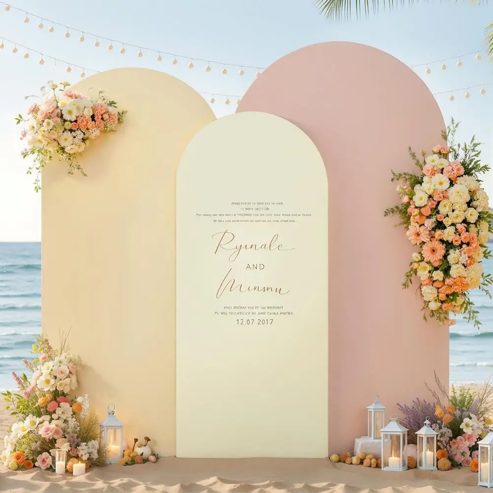 

Элегантные чехлы для свадебных арок цвета слоновой кости для стоек высотой 7,2 фута, 6,6 фута, 6 футов — идеально подходят для свадеб, детских праздников, дней рождения и девичников.