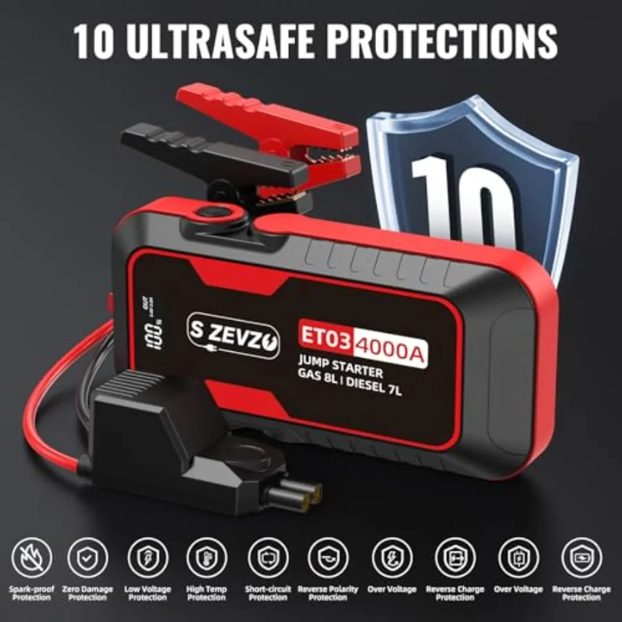 ET03 سيارة الانتقال كاتب 4000A الانتقال كاتب بطارية حزمة لما يصل ما يصل إلى 8.0L الغاز ومحركات الديزل 7.0L 74Wh المحمولة 12 فولت الانتقال مربع مع