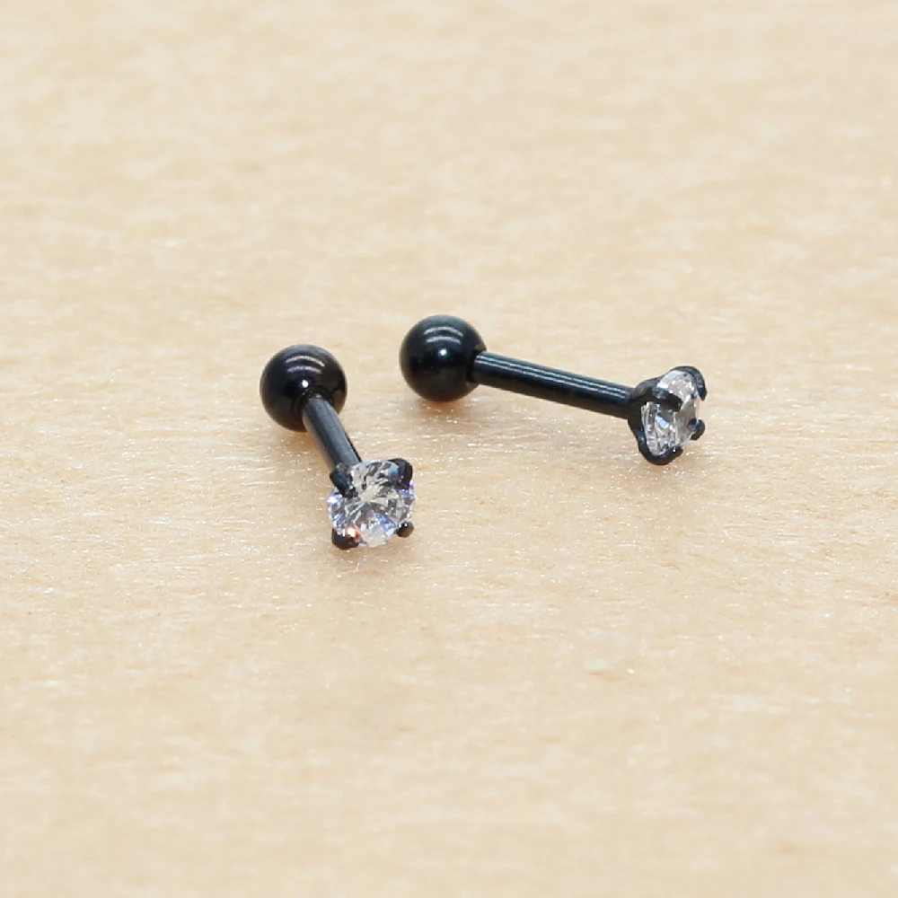 3mm Bunte Ohrstecker mit Schraubverschluss aus Edelstahl, klassisch goldfarben, AAA runder Zirkon – Detail 10