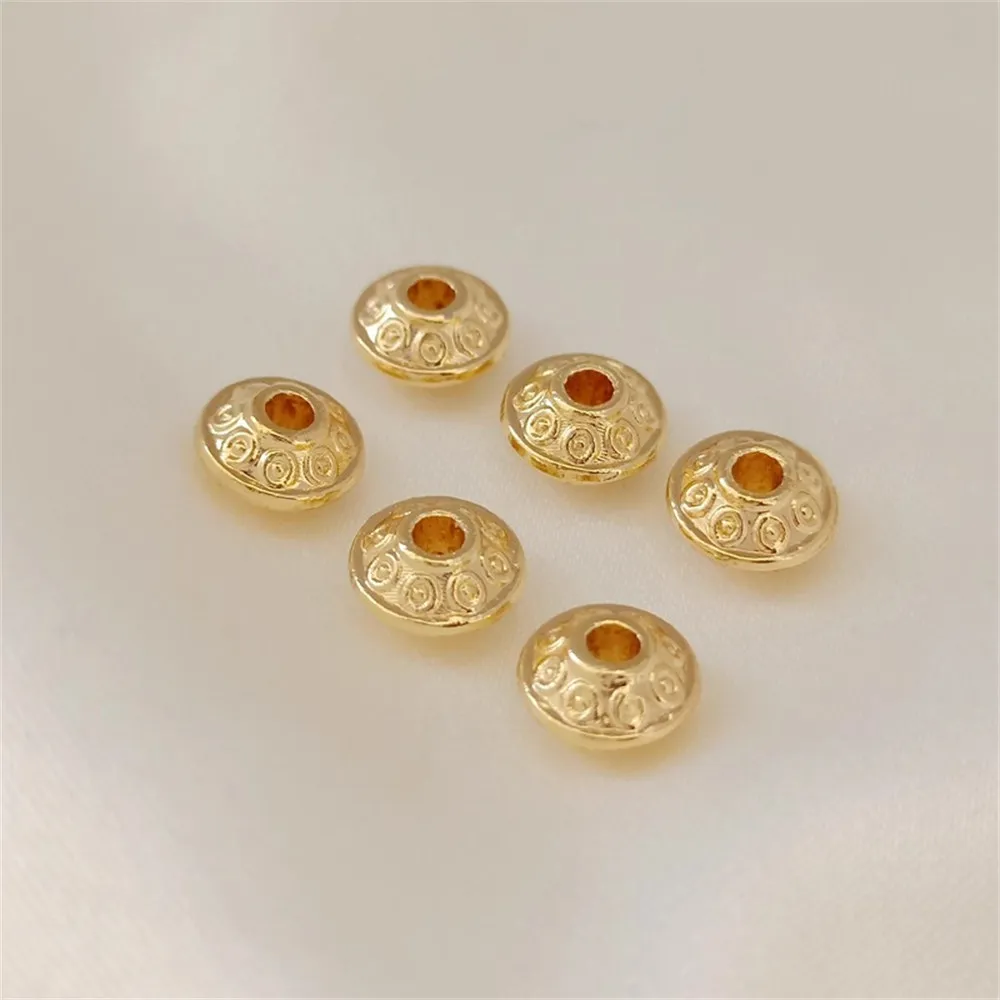 

14K Gold-plated Patterned Flying Saucer Beads, 4*6mm Abacus Beads, String Beads, Loose Beads, DIY Handmade Jewelry Accessories