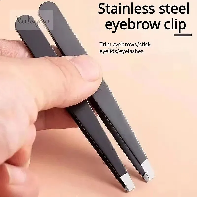 Professional Stainless Steel Precision Tweezer Slant Tip Hair Plucker Easy Grooming Eyebrows Beard Portable Comfort Grip