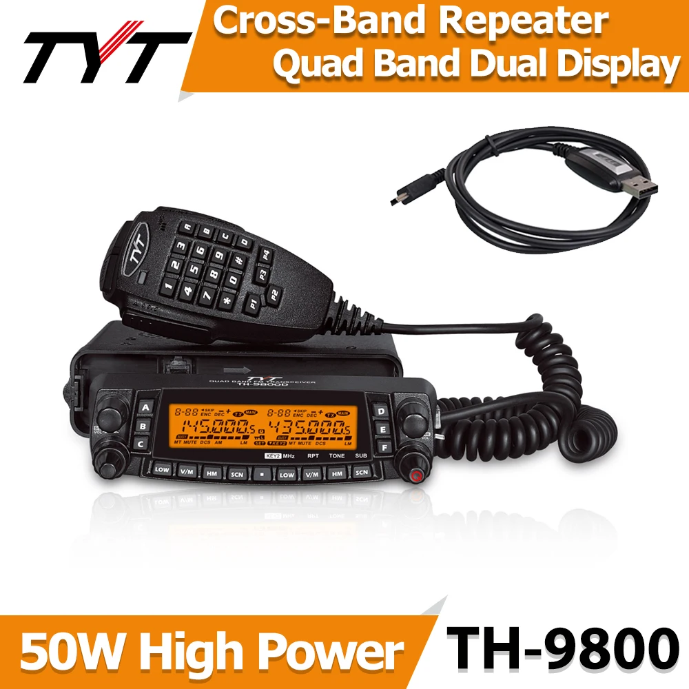 TYT TH-9800 PLUS Walkie Talkie 50W High Power Quad Band Transceiver Long Range 809CH Cross-Band Repeater two way radio