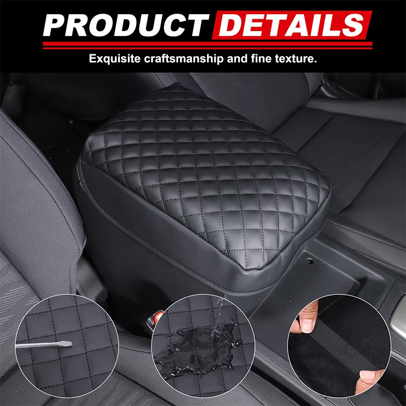 

For Nissan Frontier 2022-2023 Leather Black Car Center Console Armrest Box Cover Mat Trim Interior Car Accessories